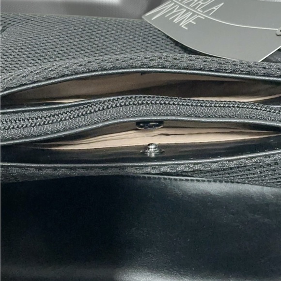 New MARLA WYNNE HSN Black Mesh Tote Shoulder Bag Leather Trim and Hidden Pockets - Picture 9 of 15